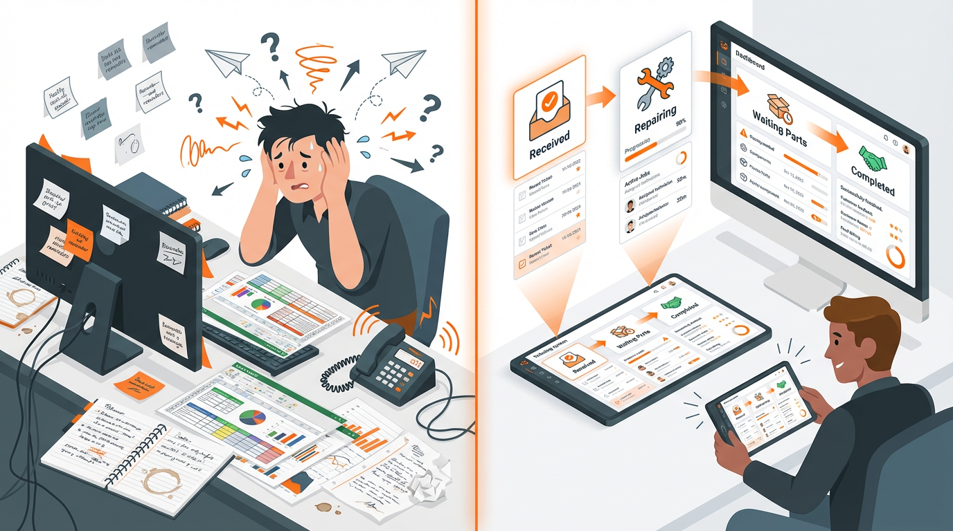 บอกลาการจดเคสลงสมุด! ยกระดับงานซ่อมและเคลมให้เป็นมืออาชีพ ด้วย "ระบบดูแลบริการหลังการขาย" 🛠️📱